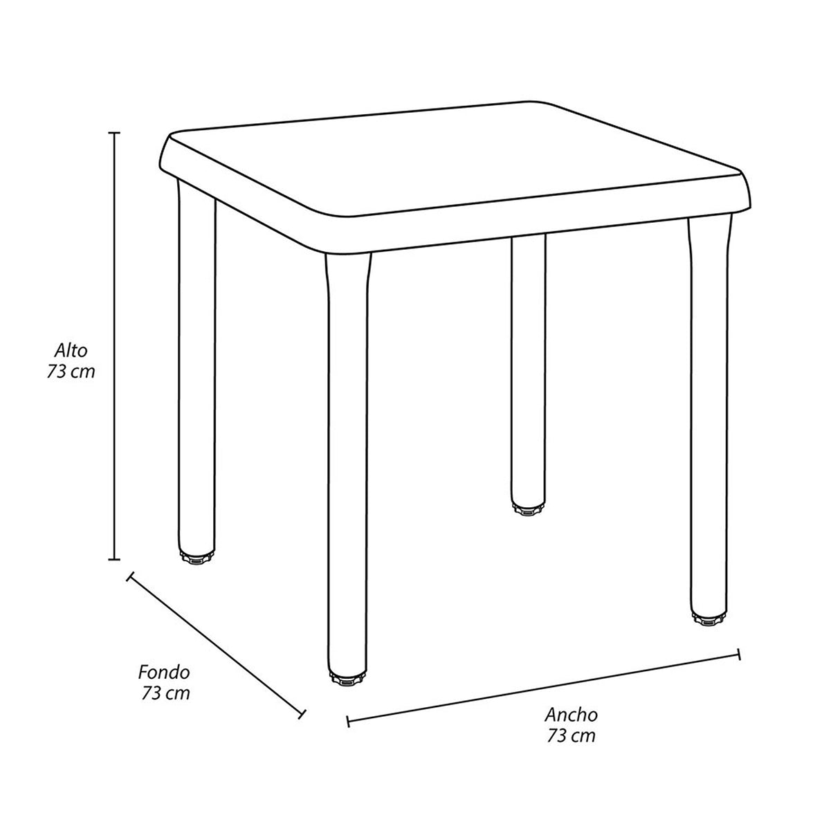 Mesa Auxiliar Rimax Caribe Wengue 73x73cm Cuadrada con Patas