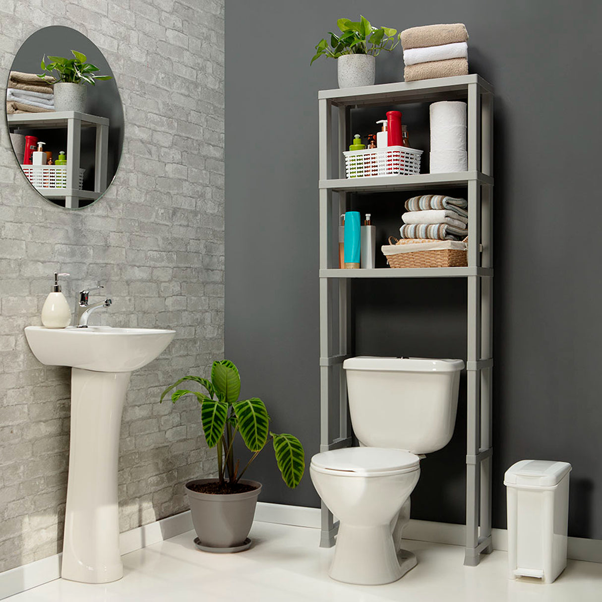 Organizador de Baño Rimax Gris Hielo 61.5x171.8cm con Tres Entrepaños