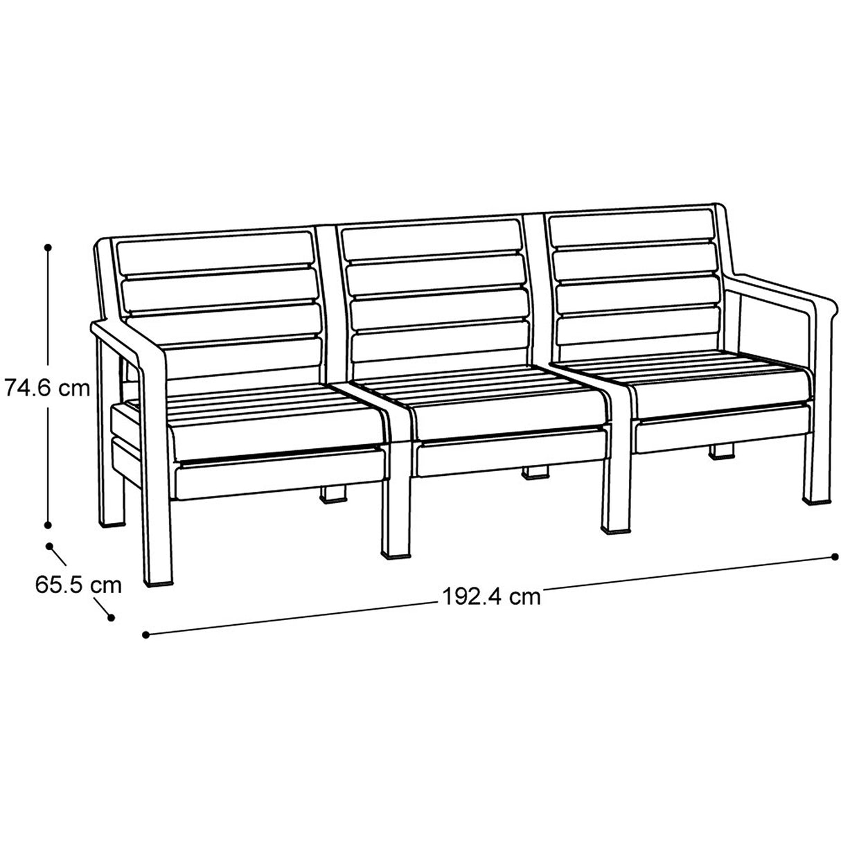 Sofá Rimax Barú Moca 192.4x74.6cm de Tres Puestos con Apoya Brazos