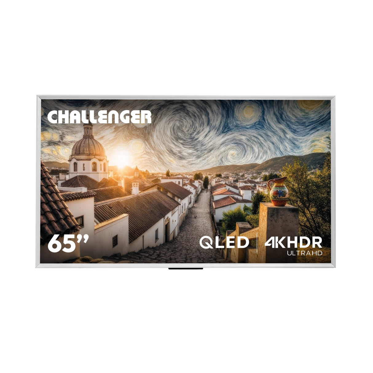 Televisor Challenger Google TV Blanco Mate 146.3x94cm Smart de 65" Pulgadas QLED 4K