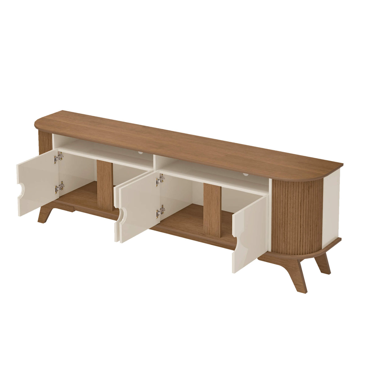Rack de TV Vivaldi Beige Neutral y Café Claro 200x65.5cm para TV Hasta 75" Pulgadas y con Ranura para Cables