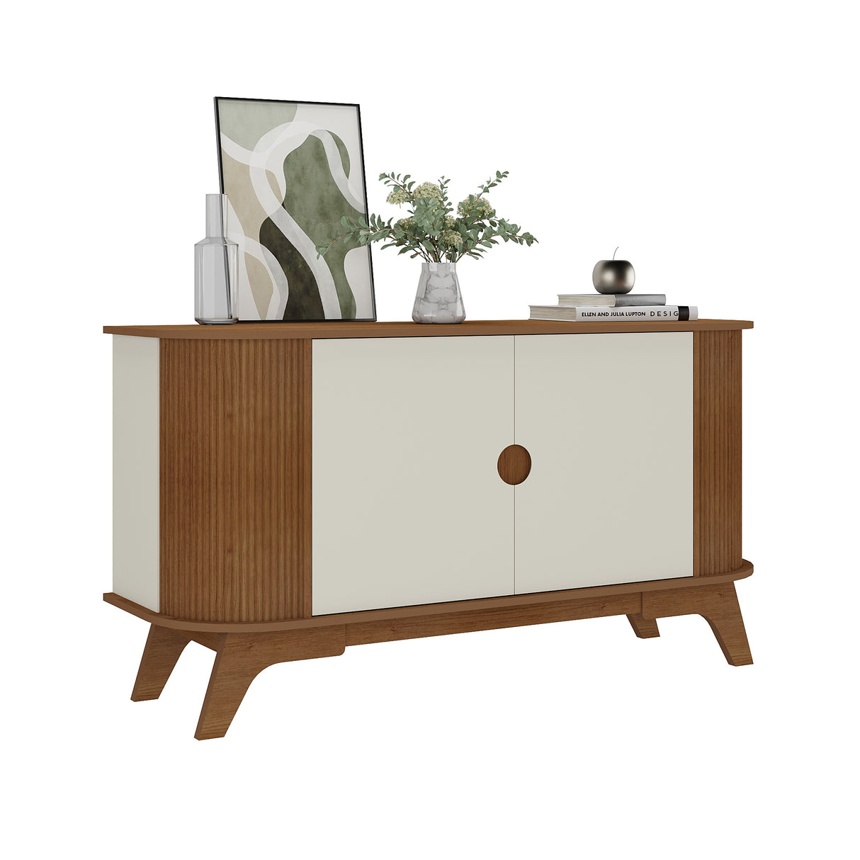 Bifé Vivaldi Beige Claro y Café Claro 140x75cm con Dos Puertas y con Cuatro Compartimientos