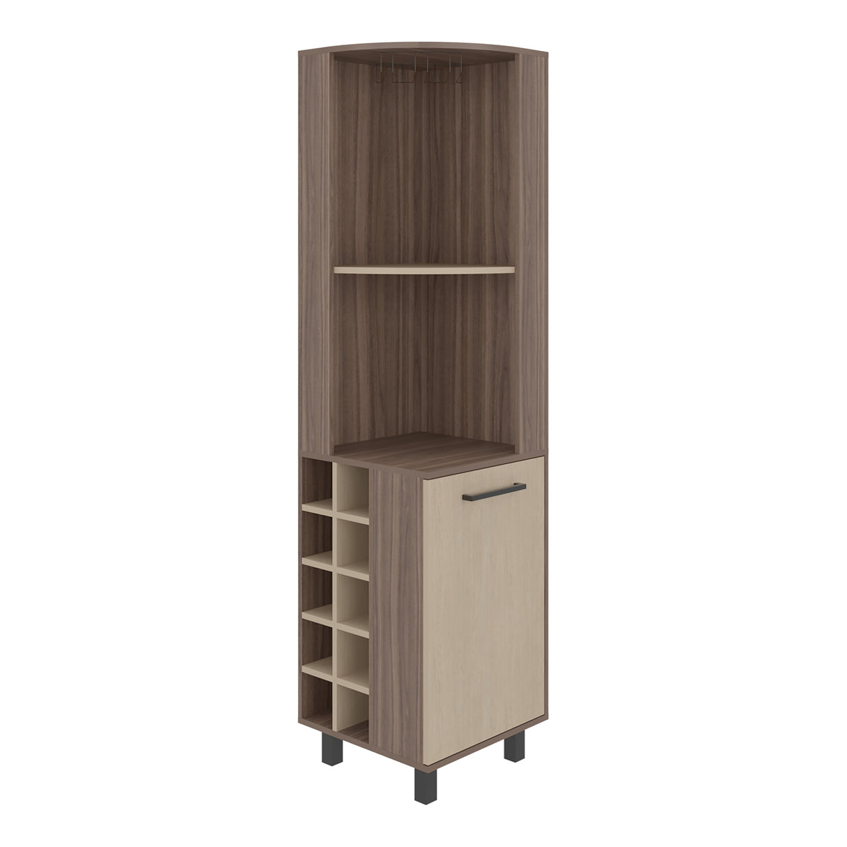Bar Esquinero Kaia Avellana y Cartagena 45x180cm con Doce Compartimientos y con Diez Portabotellas