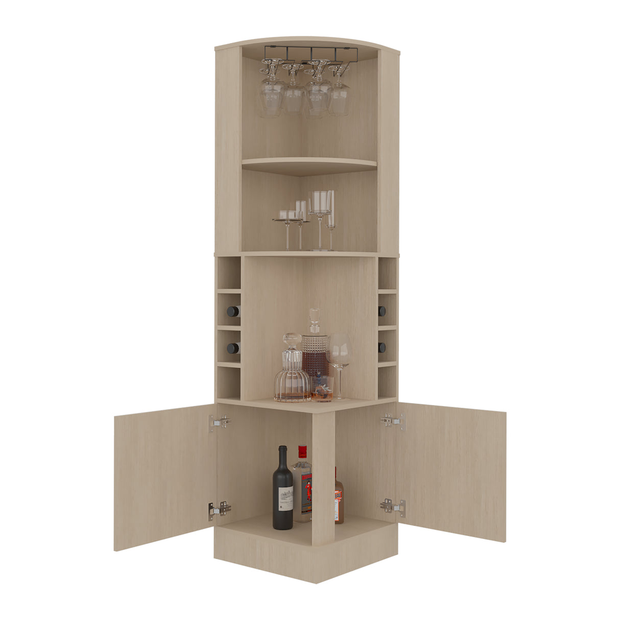 Bar Esquinero Syrah Cartagena 46.9x180.6cm con Diez Compartimientos y con Ocho Portabotellas