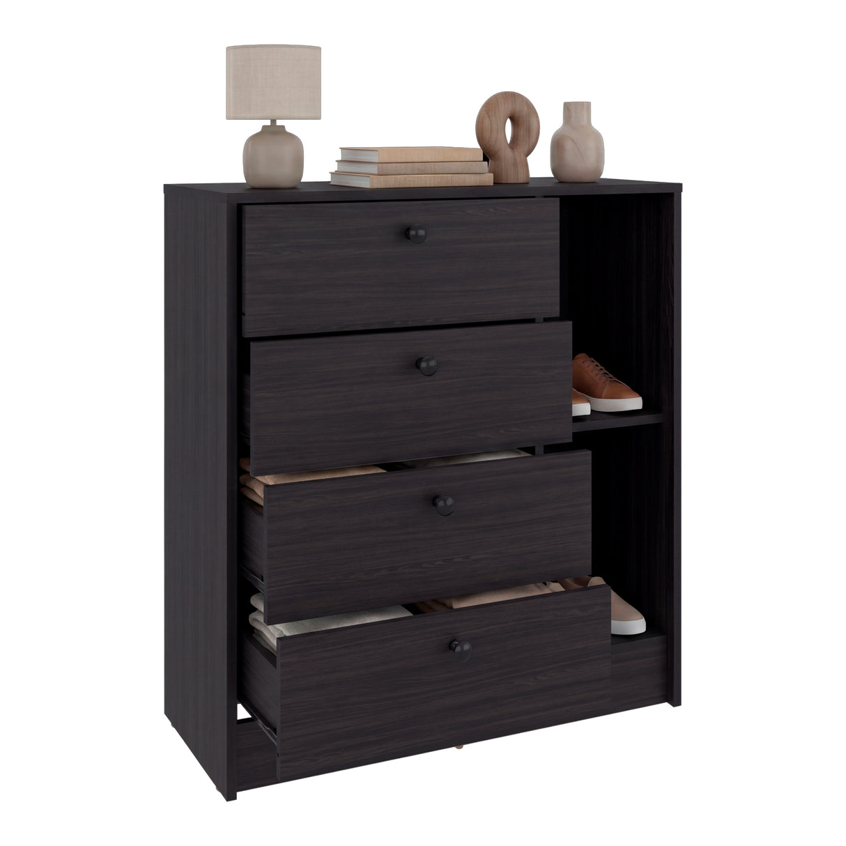 Cajonera Havana Wengue 80x89cm de Cuatro Hileras con Cuatro Cajones