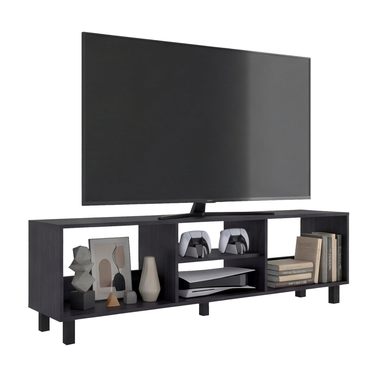 Rack de TV Tunez Plus Wengue 160x47.5cm para TV Hasta 70" Pulgadas con Cuatro Compartimientos