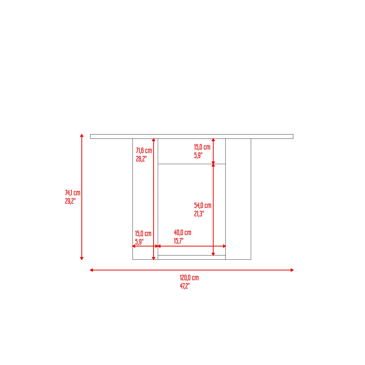 Comedor Volterra Avellana 120x74.05cm Rectangular de Cuatro Puestos y sin Sillas