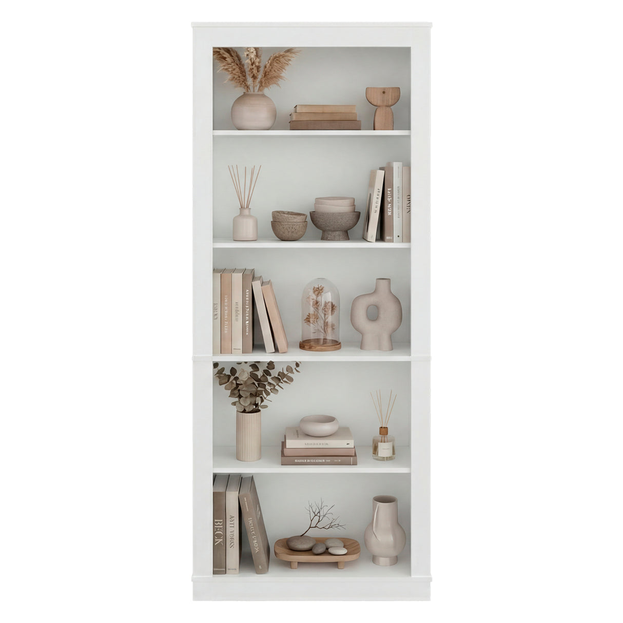 Biblioteca Classic Blanco 74.9x180.8cm Rectangular con Cinco Compartimientos y con Tres Entrepaños