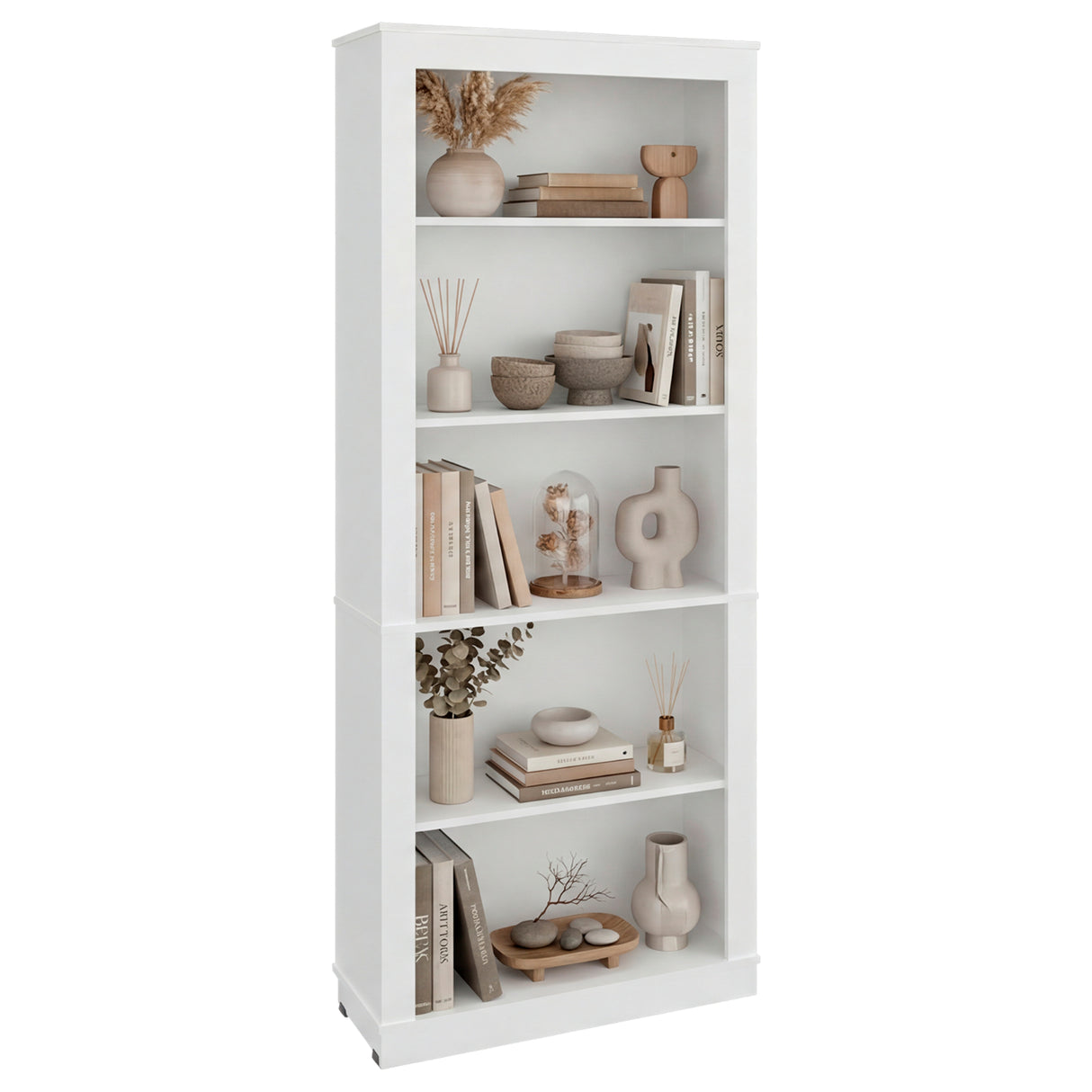 Biblioteca Classic Blanco 74.9x180.8cm Rectangular con Cinco Compartimientos y con Tres Entrepaños