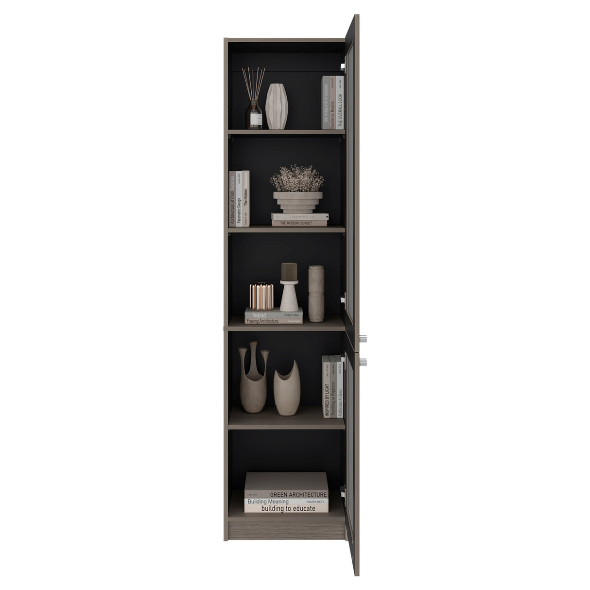 Estantería E-M6 Positano y Wengue 45.2x180.6cm Rectangular con Cinco Compartimientos y con Cuatro Entrepaños