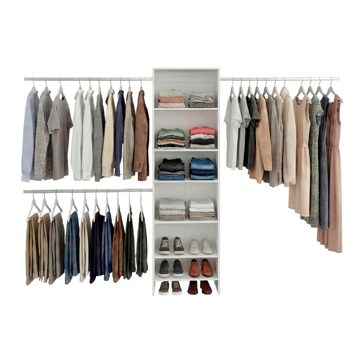 Closet Abierto Westport Blanco 306x211cm con Cuatro Entrepaños y Seis Compartimientos