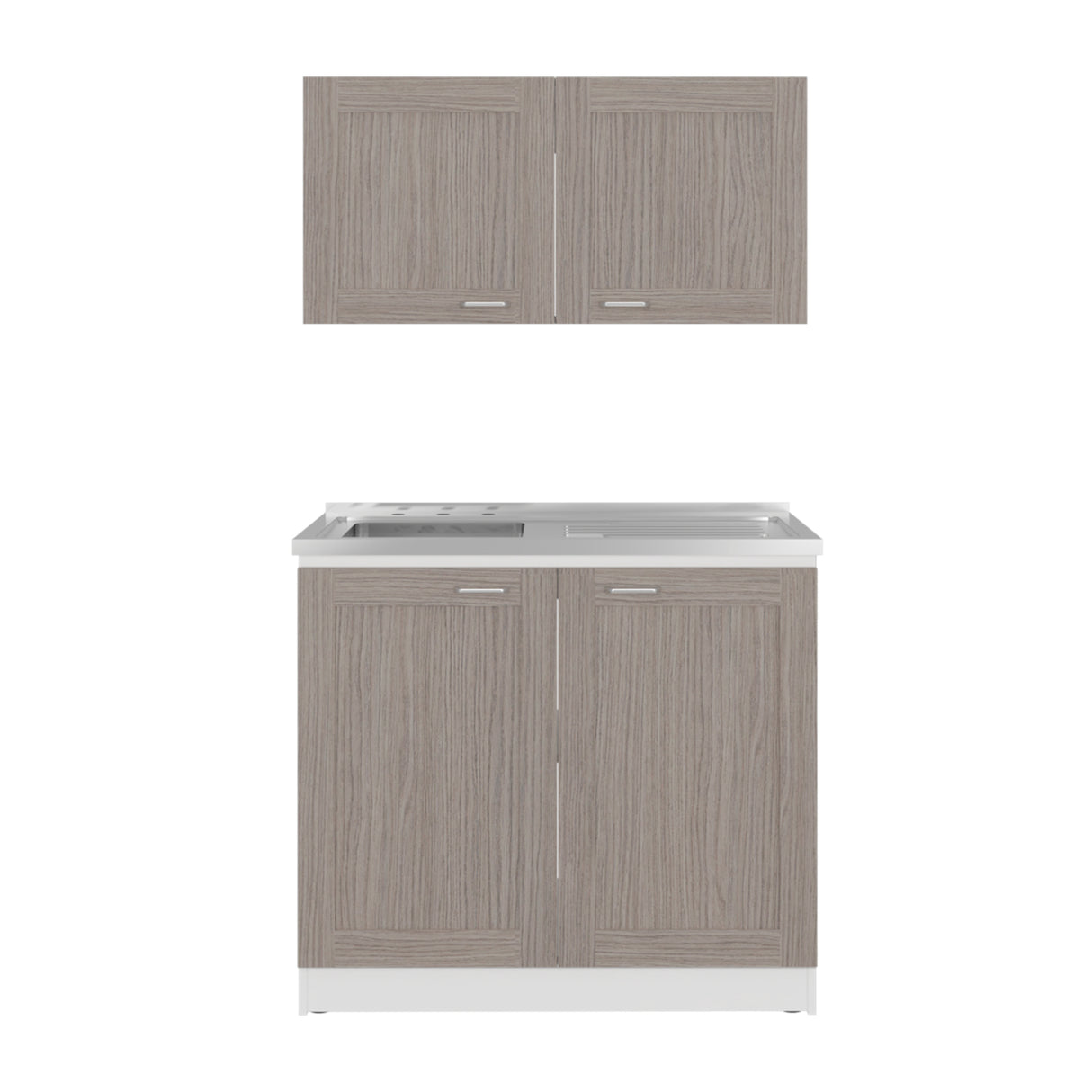 Cocina Zurich Blanco y Positano 100x49cm con Mesón de Acero Inoxidable y sin Estufa