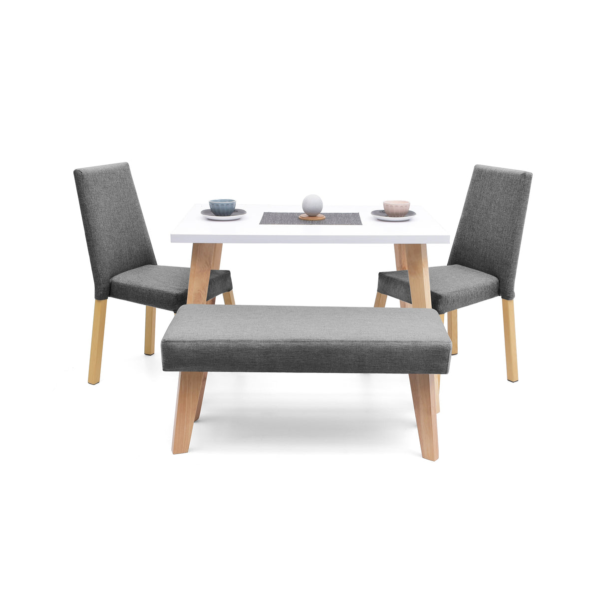 Juego de Comedor Lugo Blanco y Matiz Natural 110x76cm