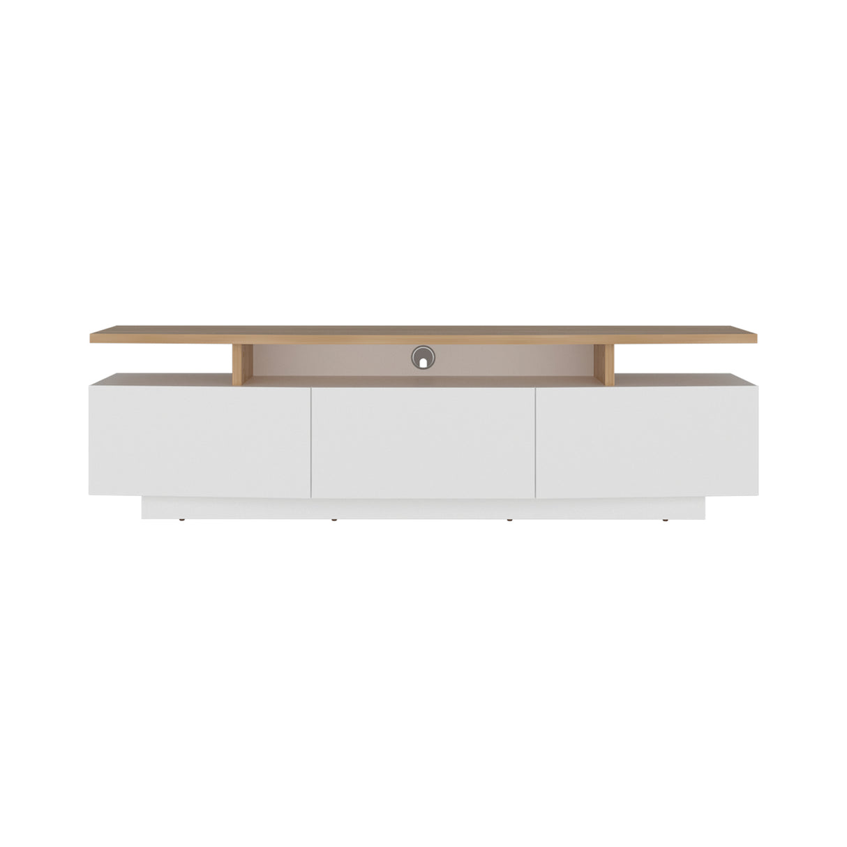 Rack de TV Serena Blanco y Fresno Europeo 180x51.1cm para TV Hasta 65" Pulgadas con Un Cajón y con Tres Compartimientos
