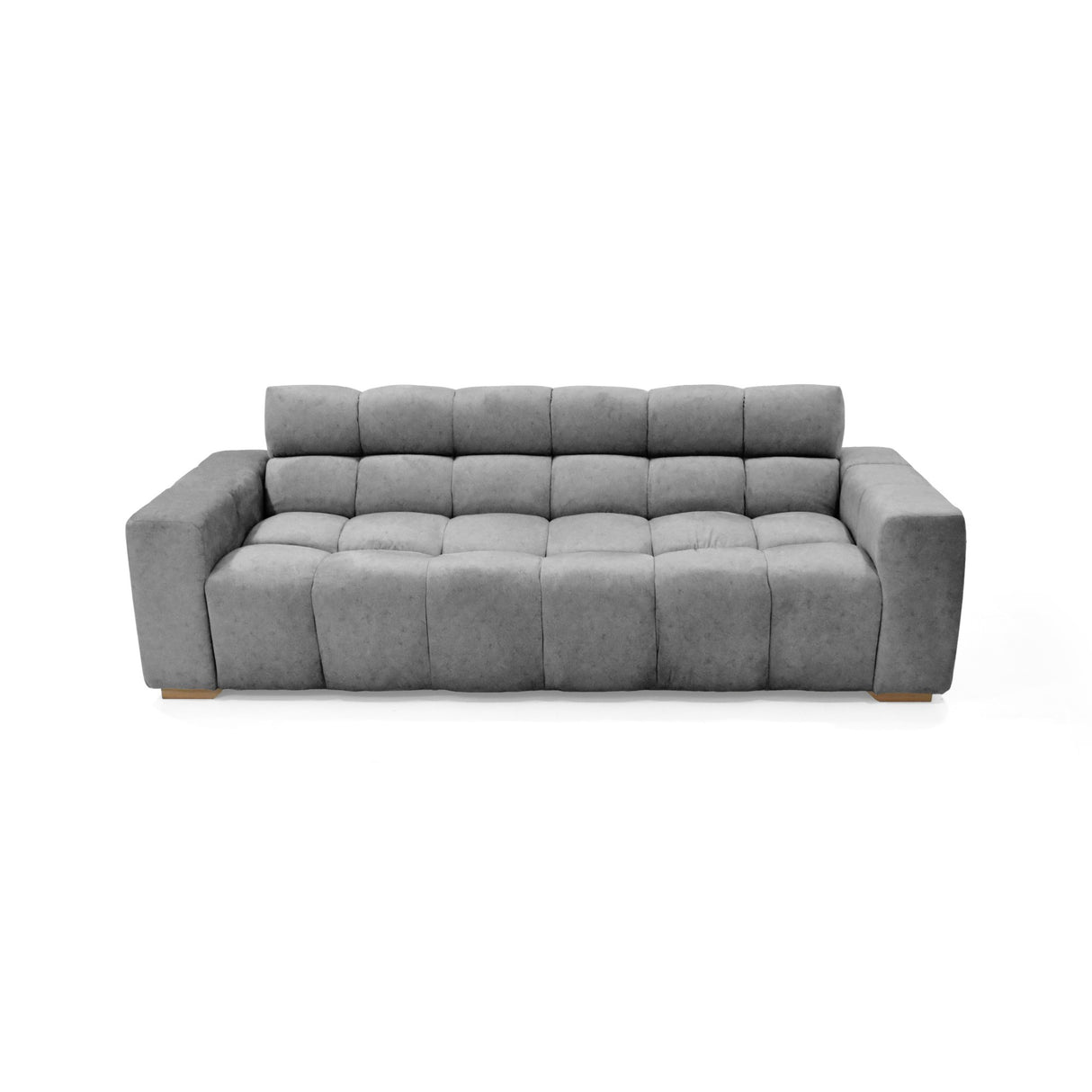 Sofacama Miami Gris y Matiz Natural 228x78cm de Tres Puestos Reclinable y con Apoya Brazos