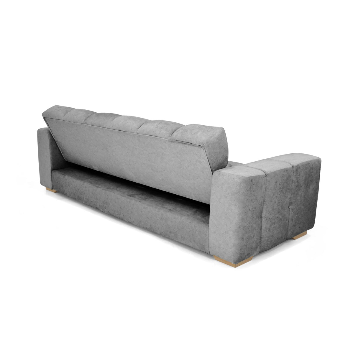 Sofacama Miami Gris y Matiz Natural 228x78cm de Tres Puestos Reclinable y con Apoya Brazos