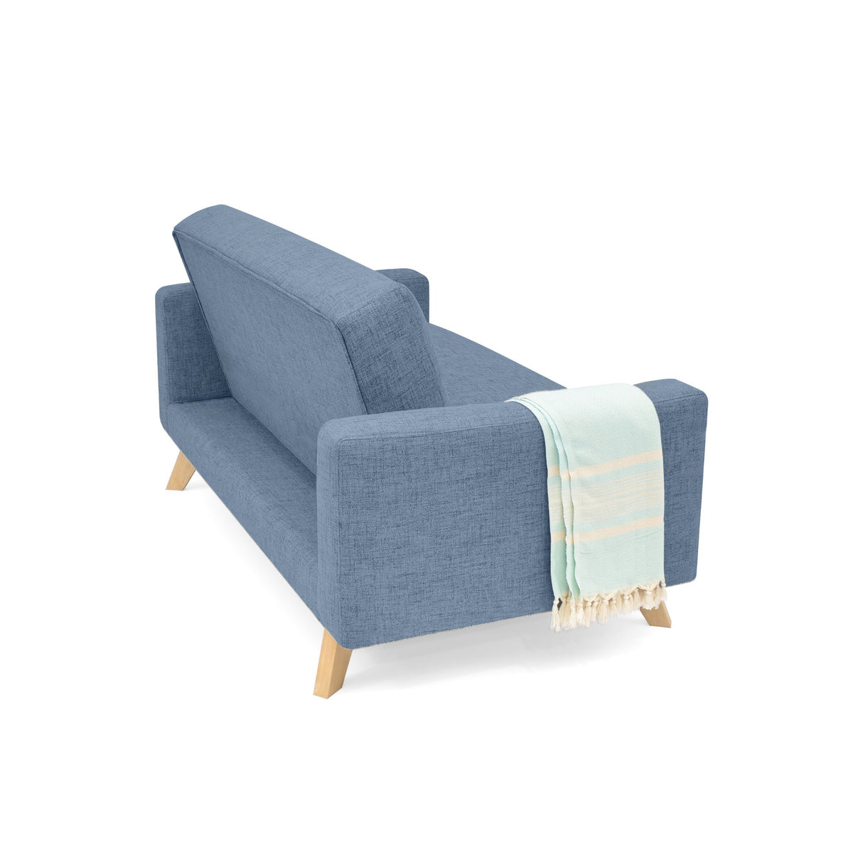 Sofá Barza Indigo y Matiz Natural 150x82cm de Dos Puestos y con Apoya Brazos