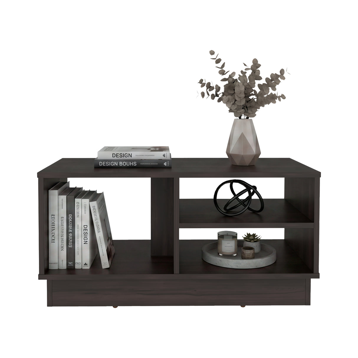 Mesa de Centro Caoba Nogal 80x39.6cm Rectangular con Compartimiento