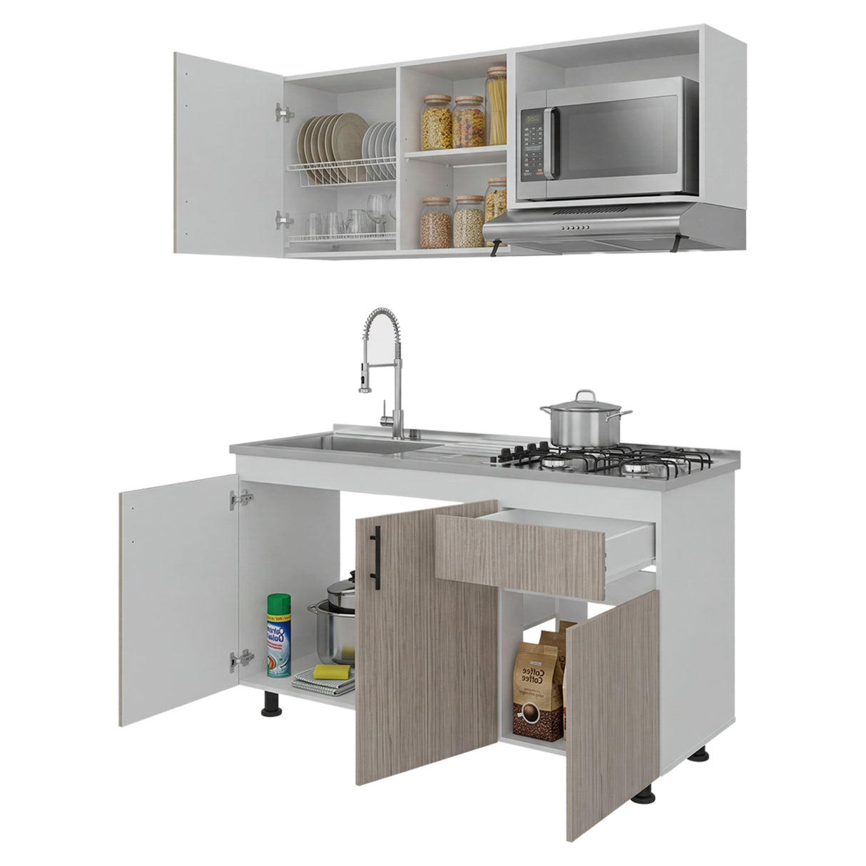 Cocina Ladson Blanco Positano 150x210cm para Mesón Izquierdo sin Mesón y sin Estufa