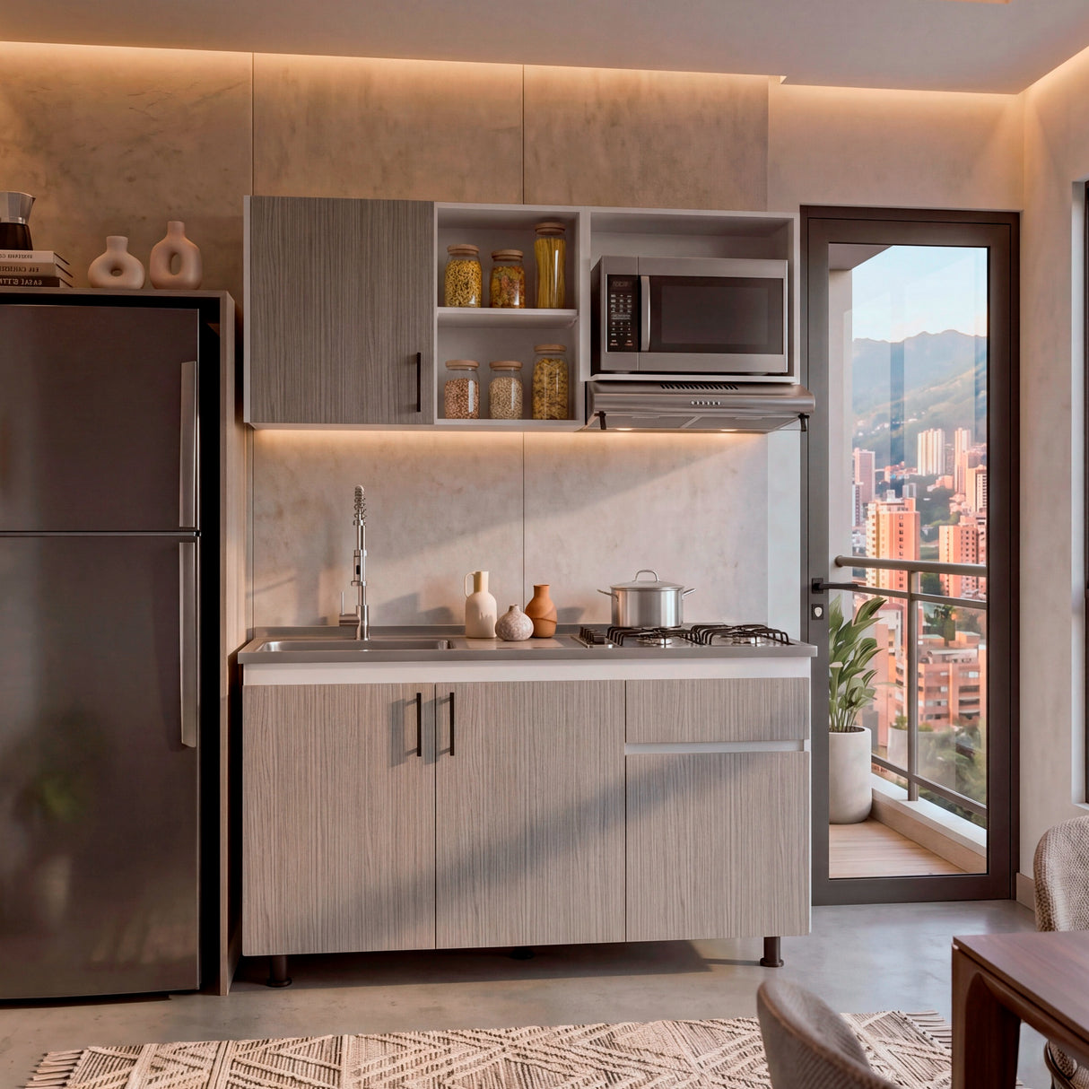 Cocina Ladson Blanco Positano 150x210cm para Mesón Izquierdo sin Mesón y sin Estufa