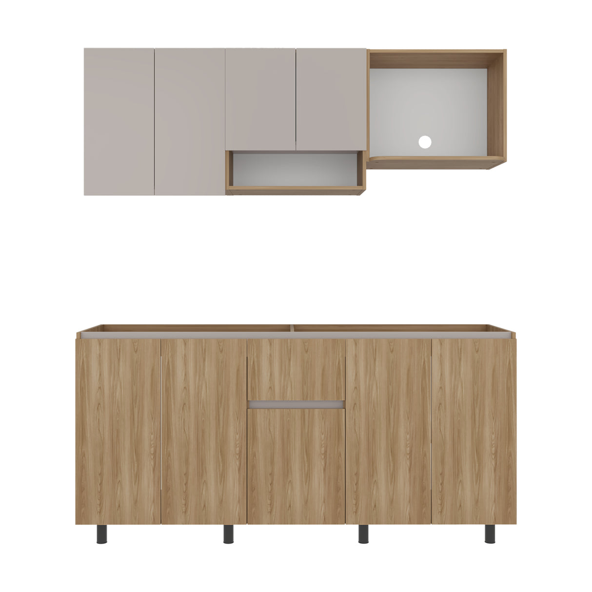 Cocina Frank Fresno Europeo y Capri 180x200cm para Mesón Izquierdo sin Mesón y sin Estufa