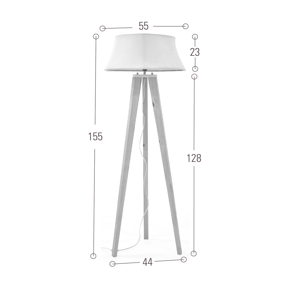 Lámpara de Piso Reims Beige y Matiz Caoba 55x155cm para una Bombilla LED sin Bombilla