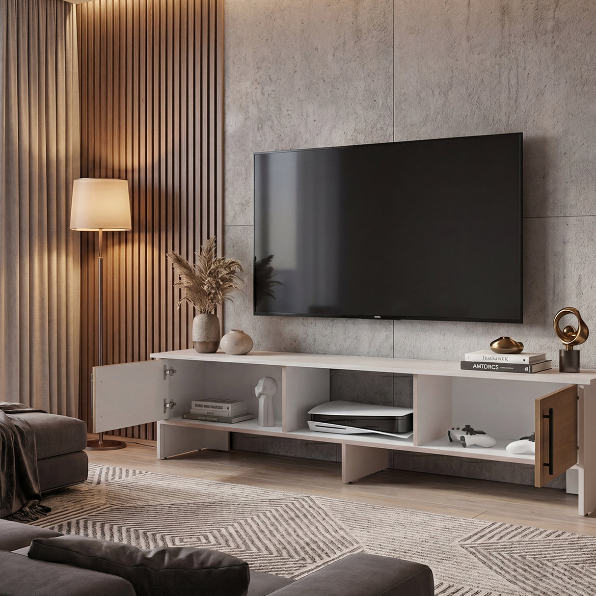Rack de TV Dago Capri y Fresno 160x41.8cm para TV Hasta 65" Pulgadas con Un Compartimiento