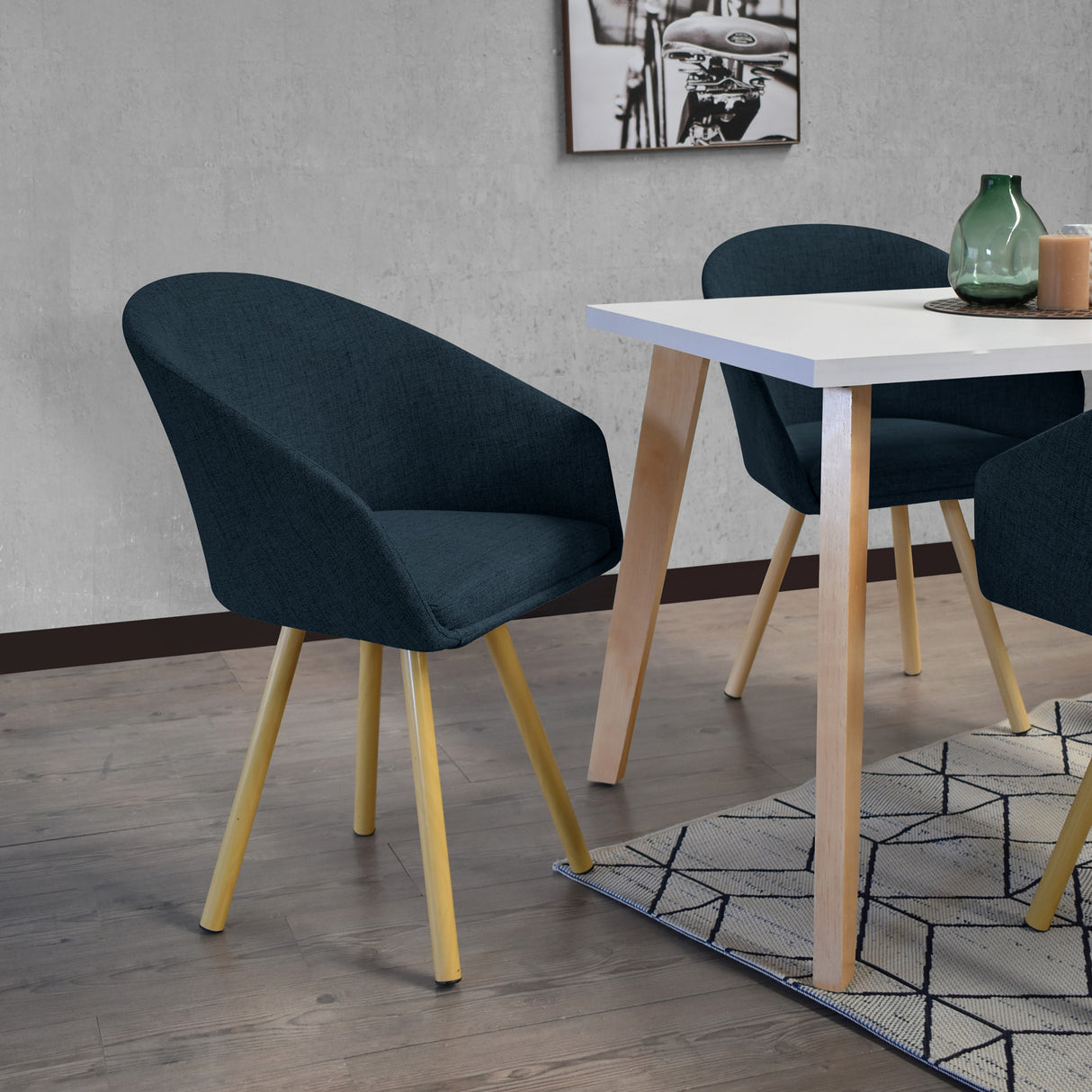 Silla de Comedor Tokyo Plomo y Metálico Natural 61x80.5cm de Asiento Ovalado con Espaldar y con Apoya Brazos