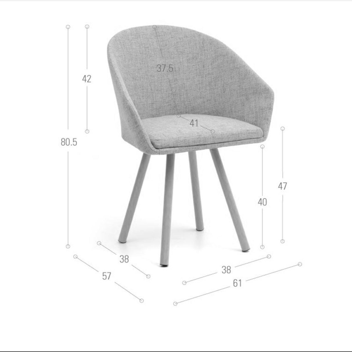 Silla de Comedor Tokyo Acero y Metálico Natural 61x80.5cm de Asiento Ovalado con Espaldar y con Apoya Brazos