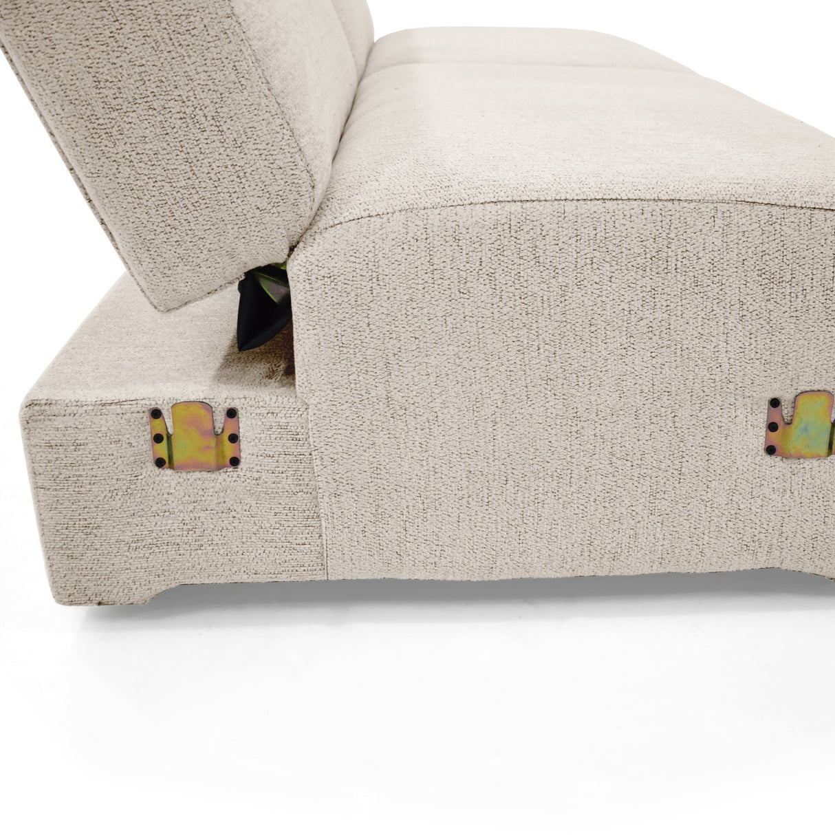 Sofacama Boston Beige y Matiz Wengue 225x80cm de Tres Puestos Reclinable con Apoya Brazos