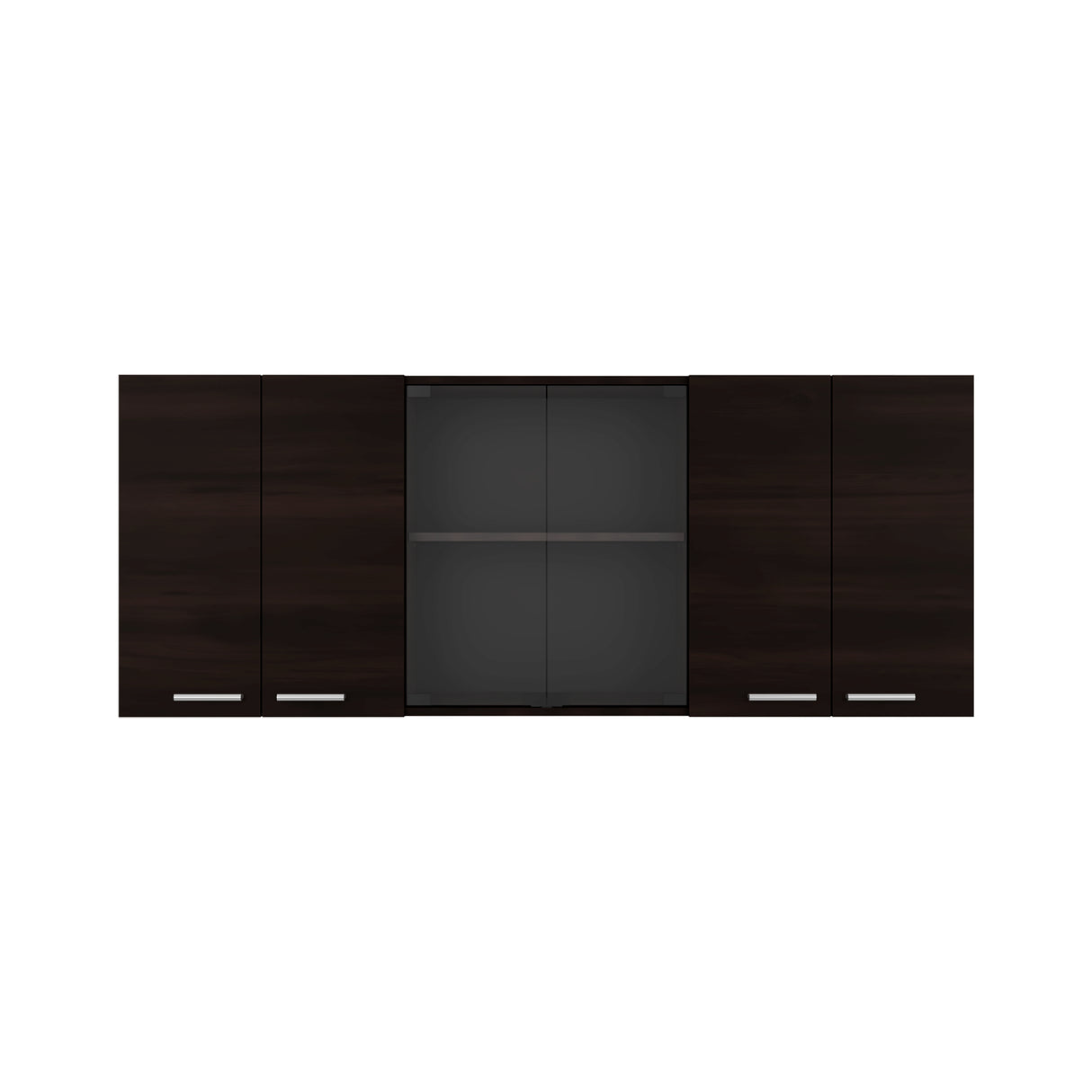 Mueble Superior de Cocina Nogal 150x60cm con Seis Puertas con Dos Entrepaños y con Locero