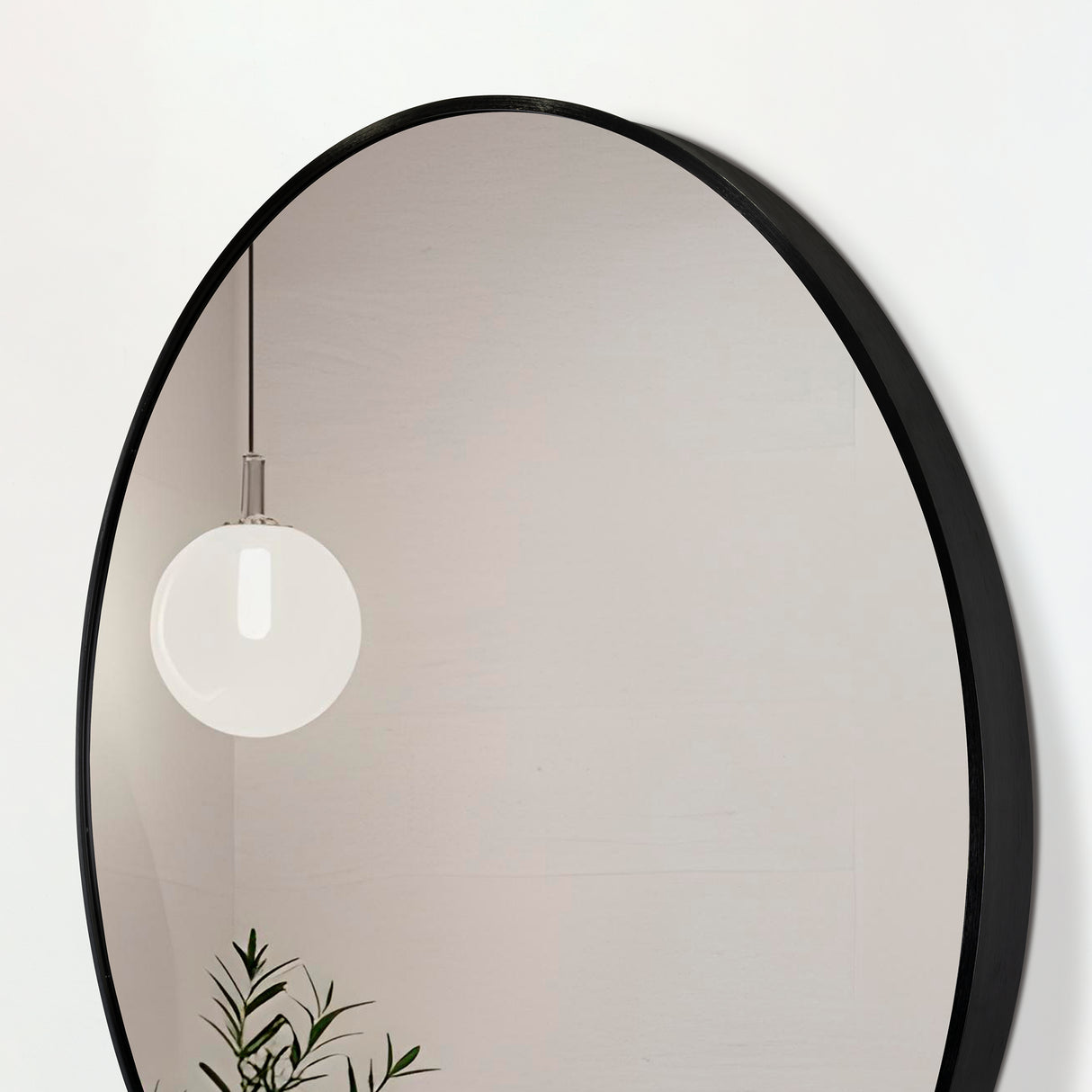 Espejo de Baño Negro 60x60cm Redondo con Marco En Aluminio