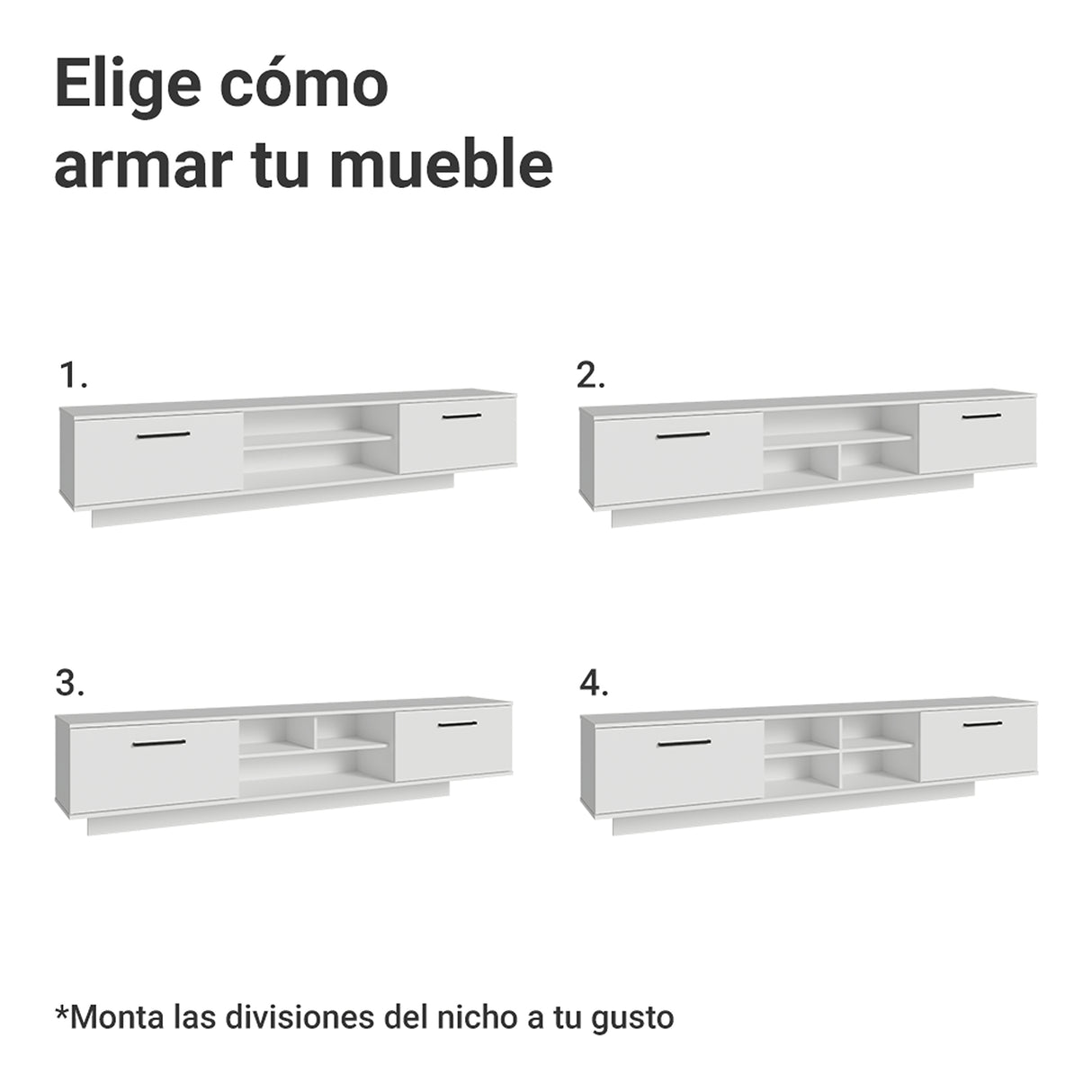 Rack de TV Agata Blanco 218x52cm para TV Hasta 80 Pulgadas Flotante con Cinco Cajones