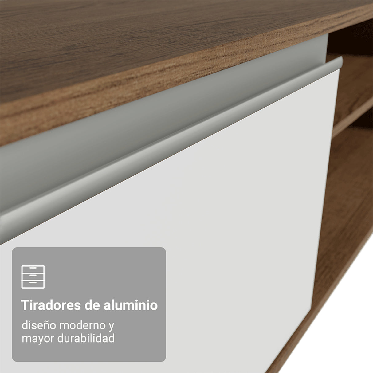 Rack de TV Glamy Marrón y Blanco 218x52cm para TV Hasta 80 Pulgadas Flotante con Cinco Cajones