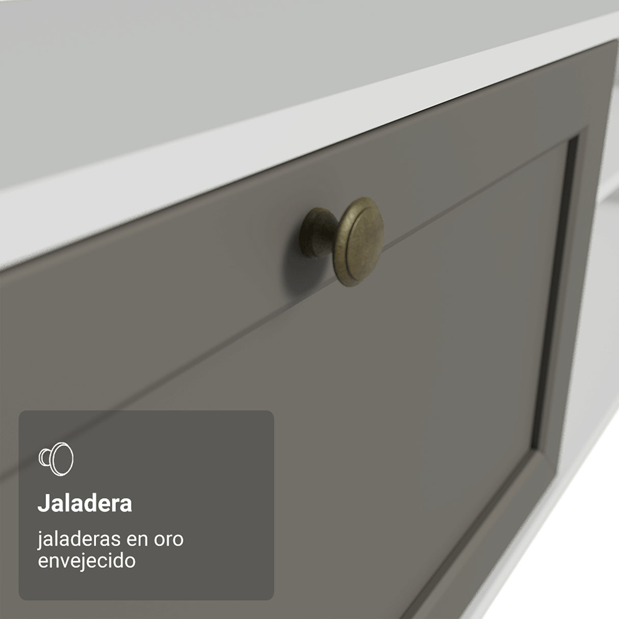 Rack de TV Vik Blanco y Gris 218x52cm para TV Hasta 80 Pulgadas con Cinco Cajones