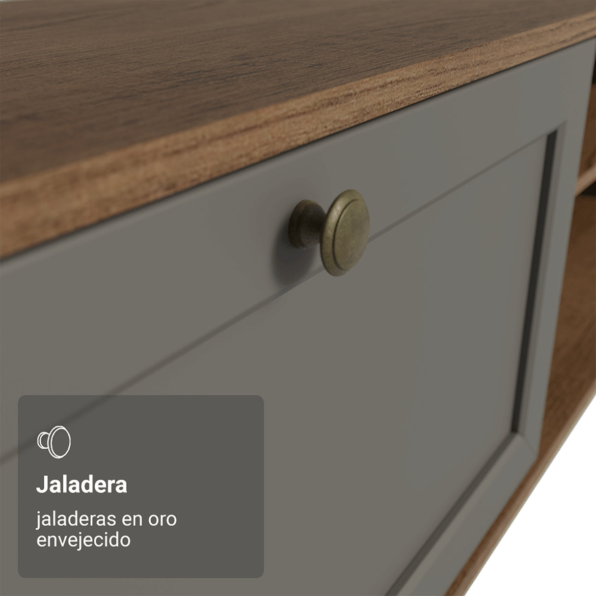 Rack de TV Vik Marrón y Gris 218x52cm para TV Hasta 80 Pulgadas Flotante con Cinco Cajones