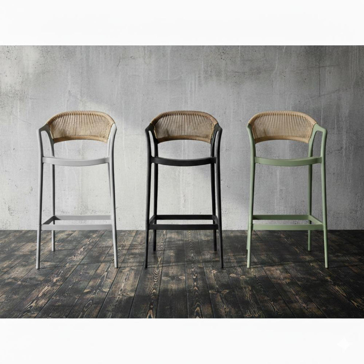 Silla Bar para Exteriores Bali Gris 56x109cm con Apoya Brazos y con Espaldar
