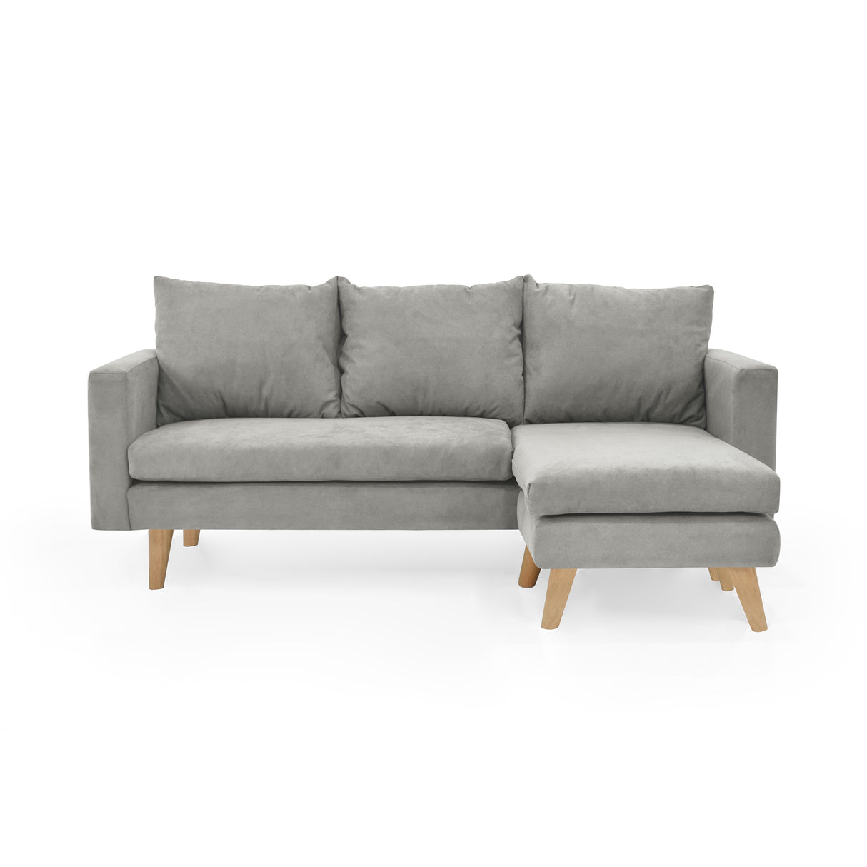 Sofá Barbados Plata Dorsey y Matiz Natural 190x85cm de Tres Puestos sin Apoya Brazos