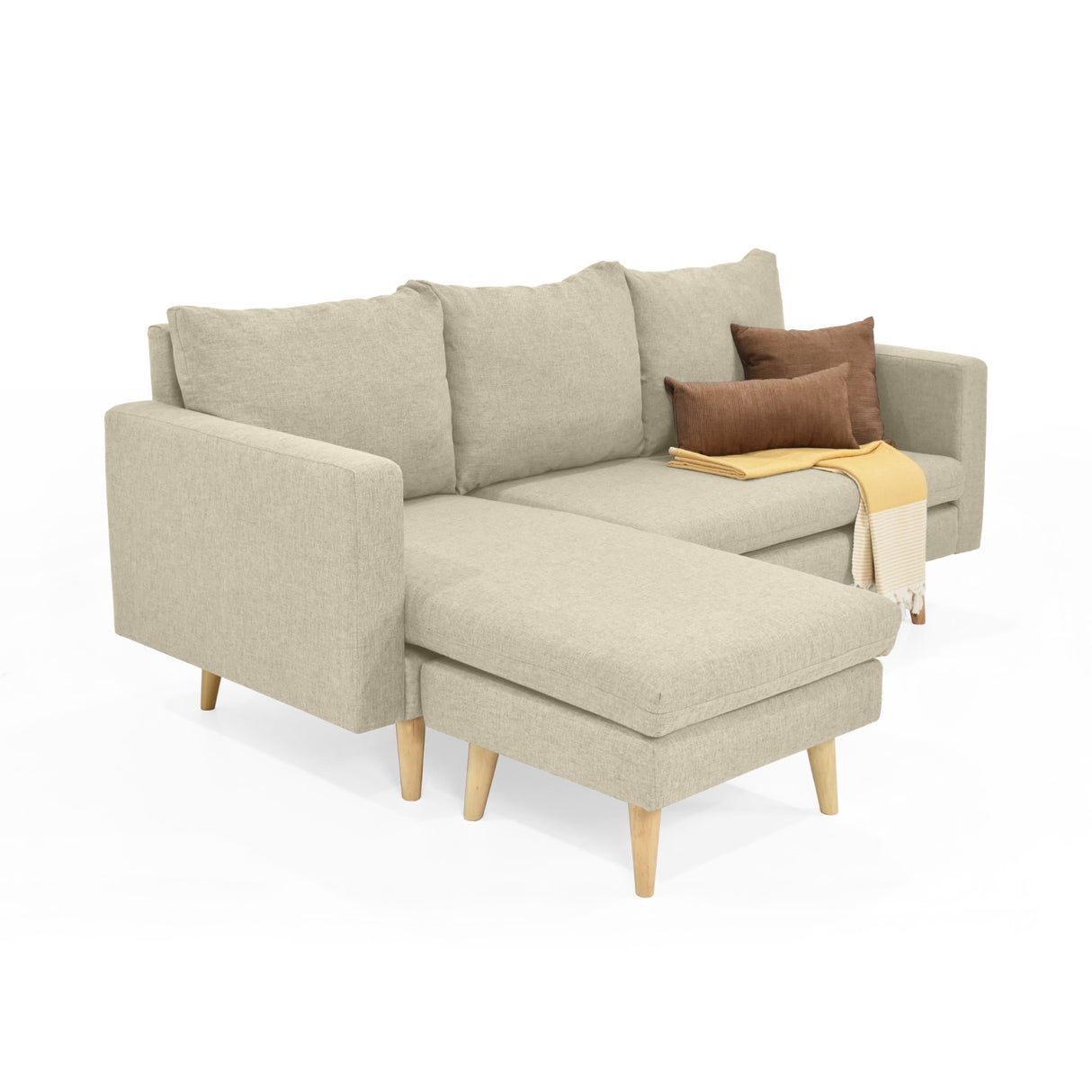 Sofá Barbados Beige Duster y Matiz Natural 190x85cm de Tres Puestos sin Apoya Brazos