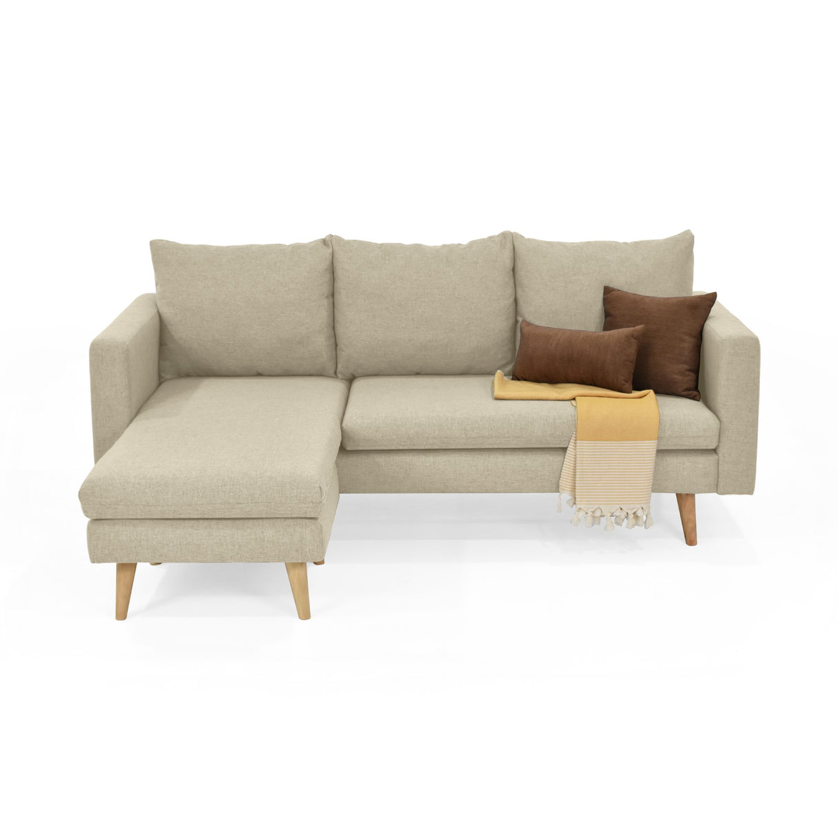 Sofá Barbados Beige Duster y Matiz Natural 190x85cm de Tres Puestos sin Apoya Brazos