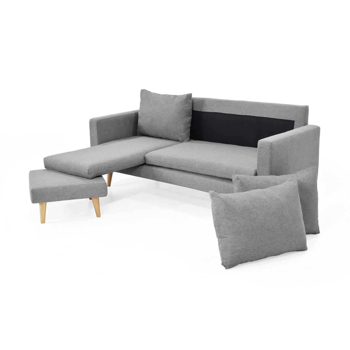 Sofá Barbados Gris Duster y Matiz Natural 190x85cm de Tres Puestos sin Apoya Brazos