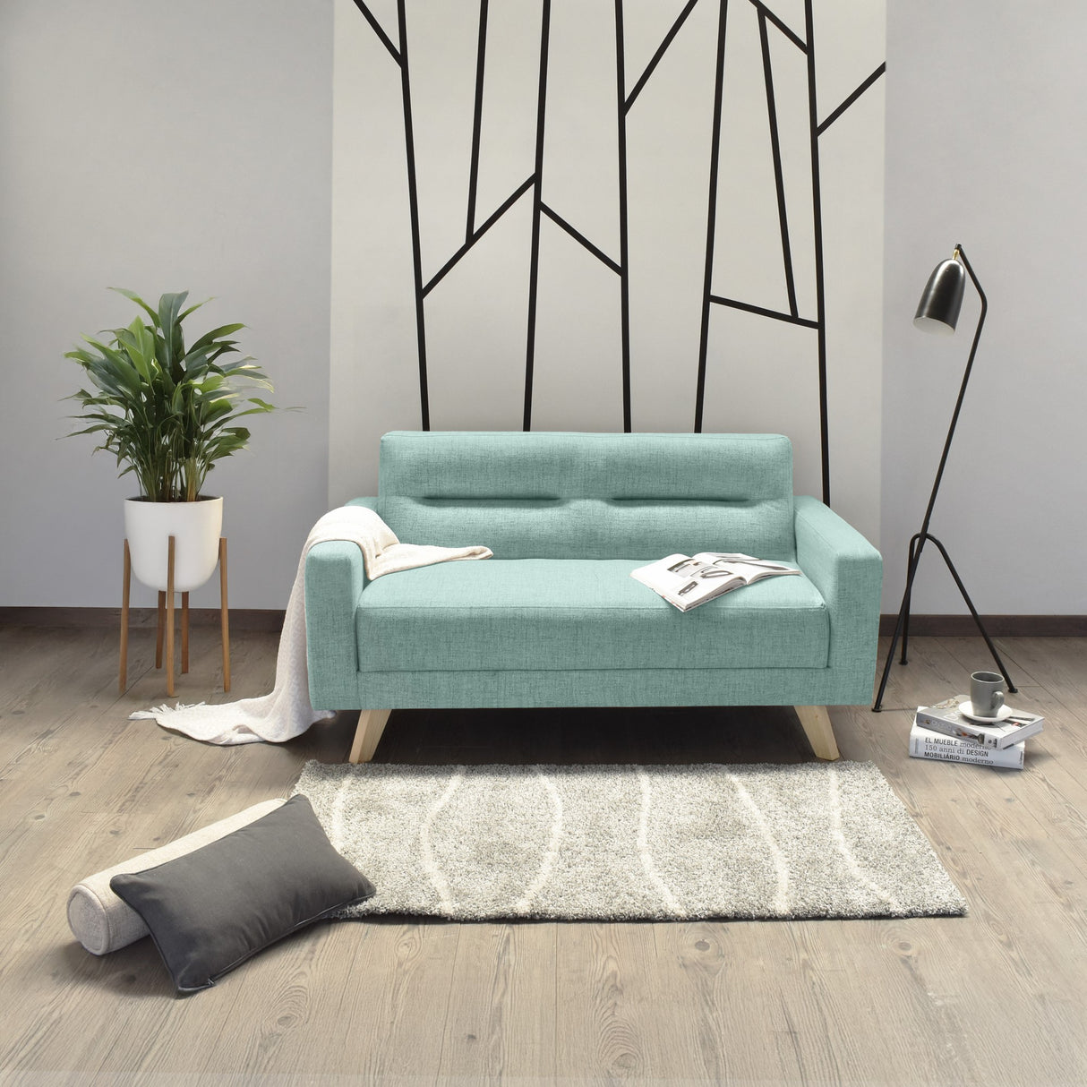 Sofá Barza Aqua Dicosta y Matiz Natural 150x82cm de Dos Puestos con Apoya Brazos