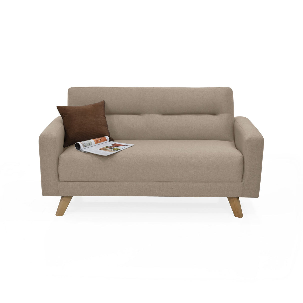 Sofá Barza Beige Duster y Matiz Natural 150x82cm de Dos Puestos con Apoya Brazos