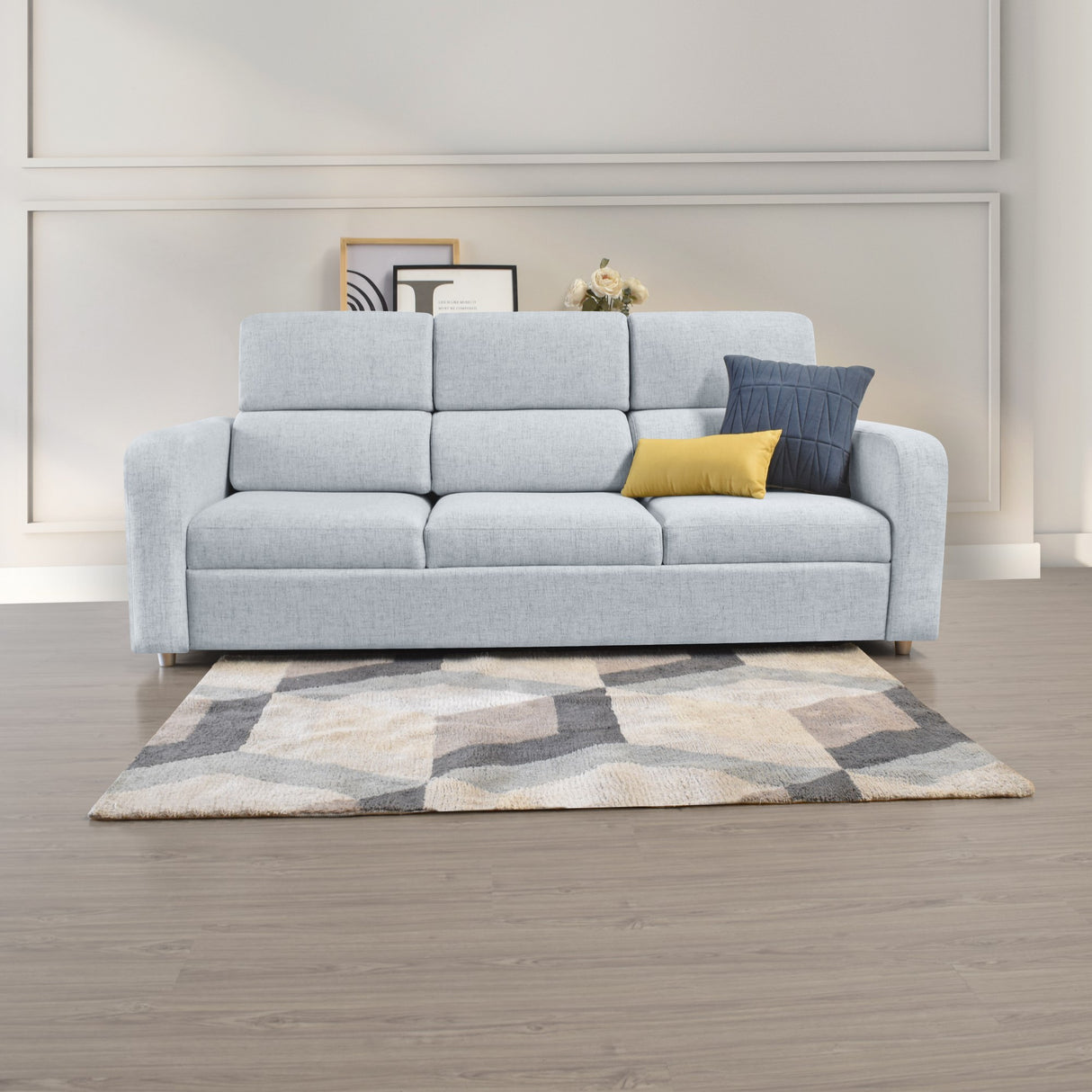 Sofá Bethel Acero Dicosta y Madera Cromo 207x95cm de Tres Puestos con Apoya Brazos