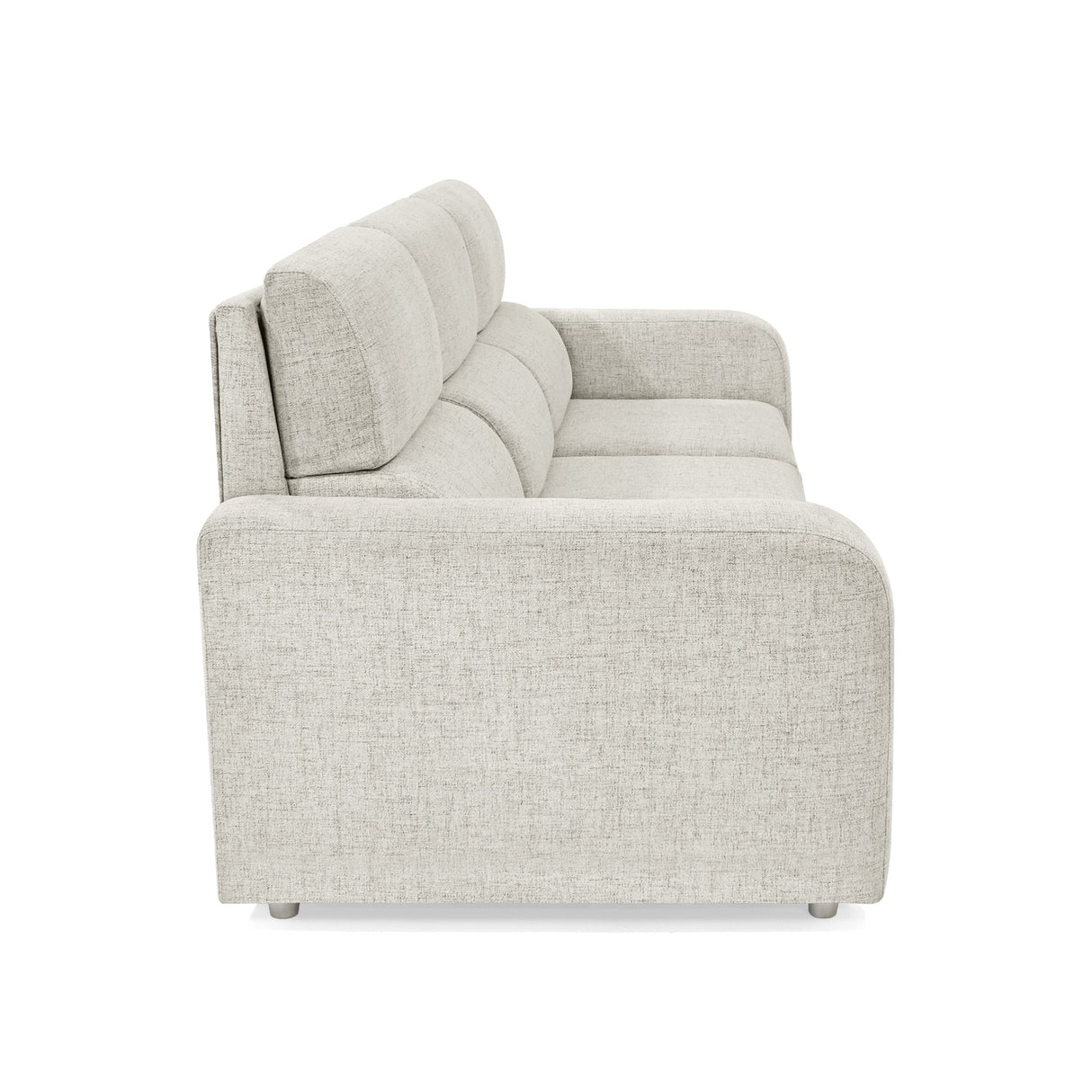 Sofá Bethel Taupe Dicosta y Madera Cromo 207x95cm de Tres Puestos con Apoya Brazos