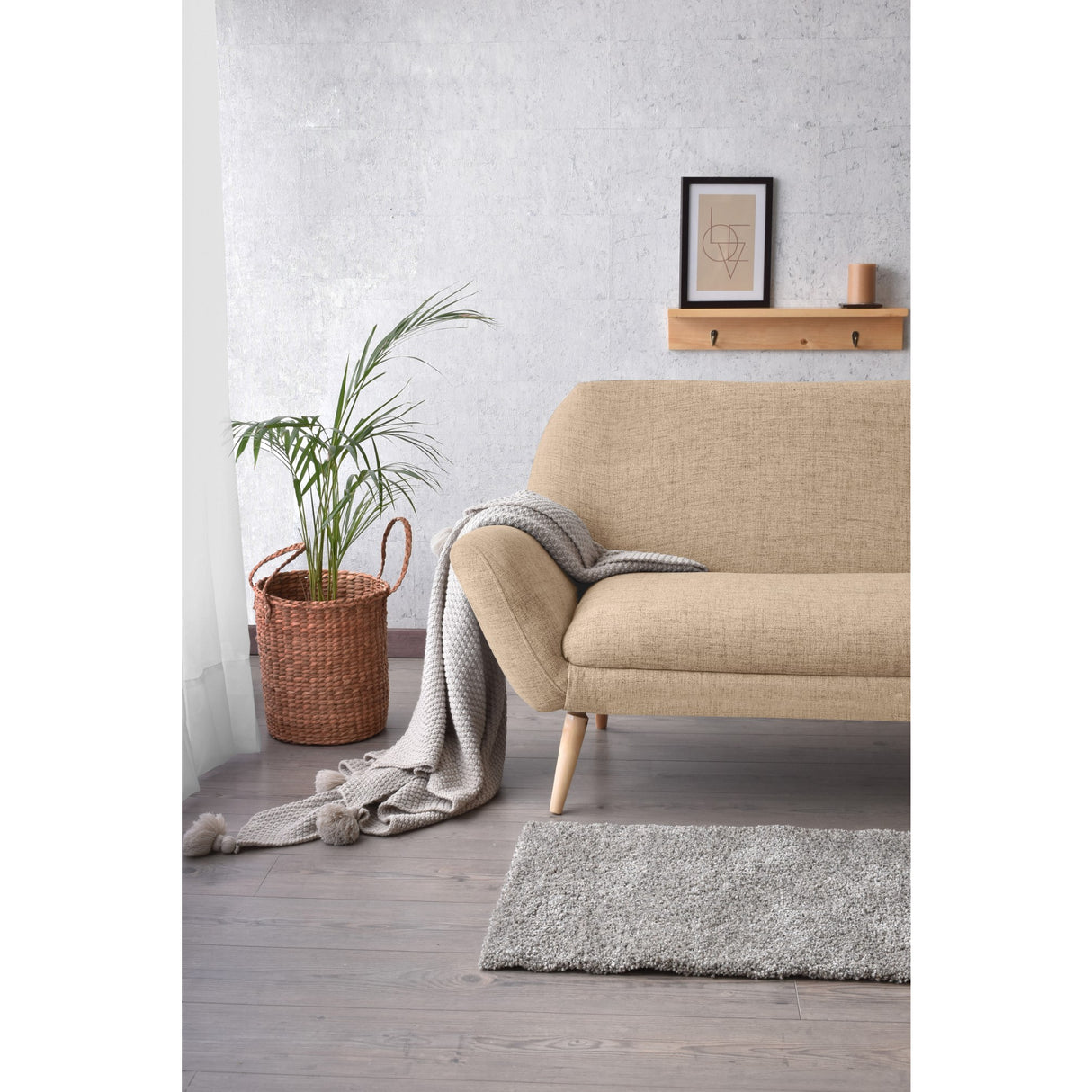 Sofá Cannes Beige Dicosta y Matiz Natural 136x85cm de Dos Puestos sin Apoya Brazos