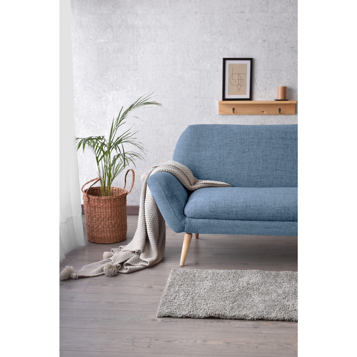 Sofá Cannes Índigo Dicosta y Matiz Natural 136x85cm de Dos Puestos sin Apoya Brazos