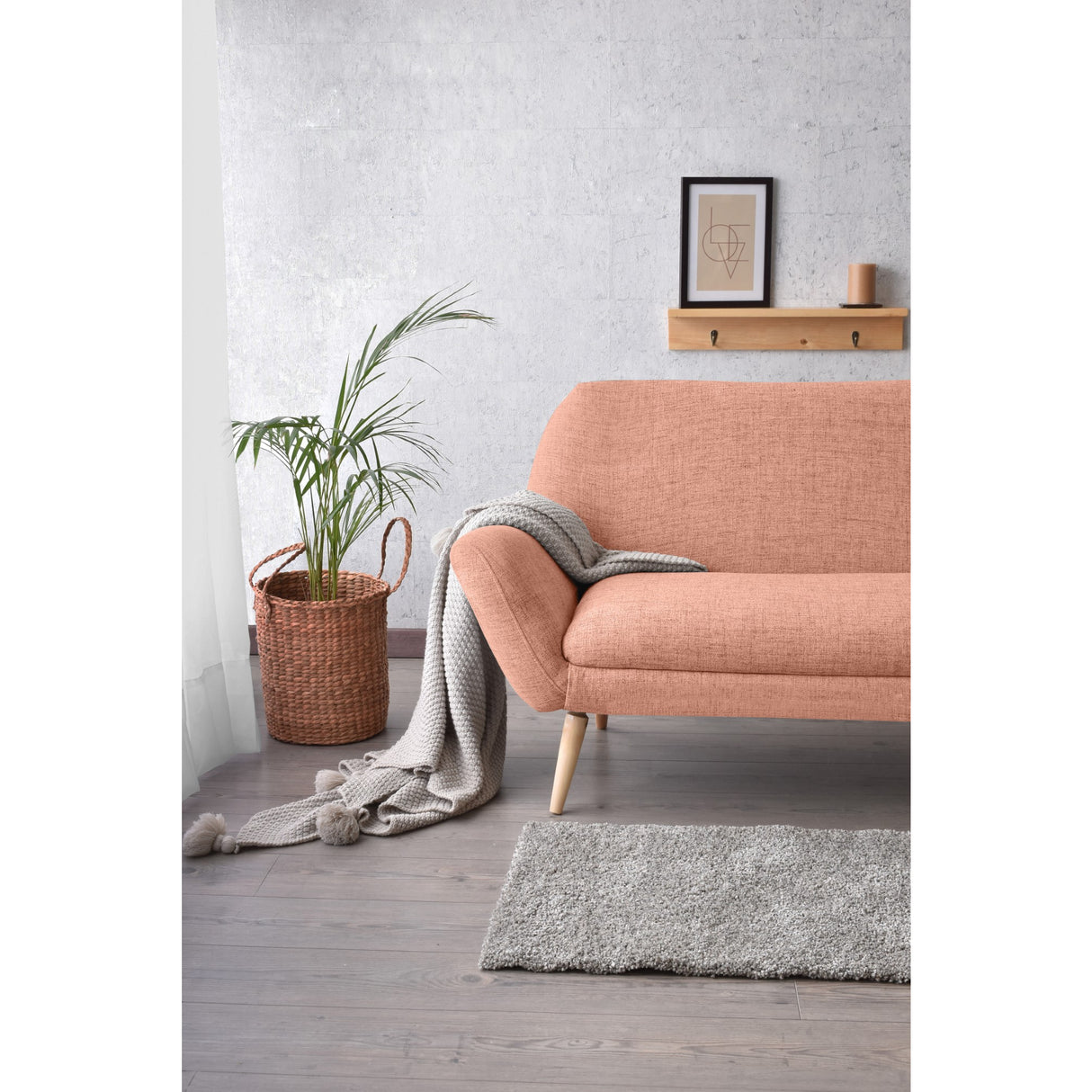 Sofá Cannes Salmón Dicosta y Matiz Natural 136x85cm de Dos Puestos sin Apoya Brazos