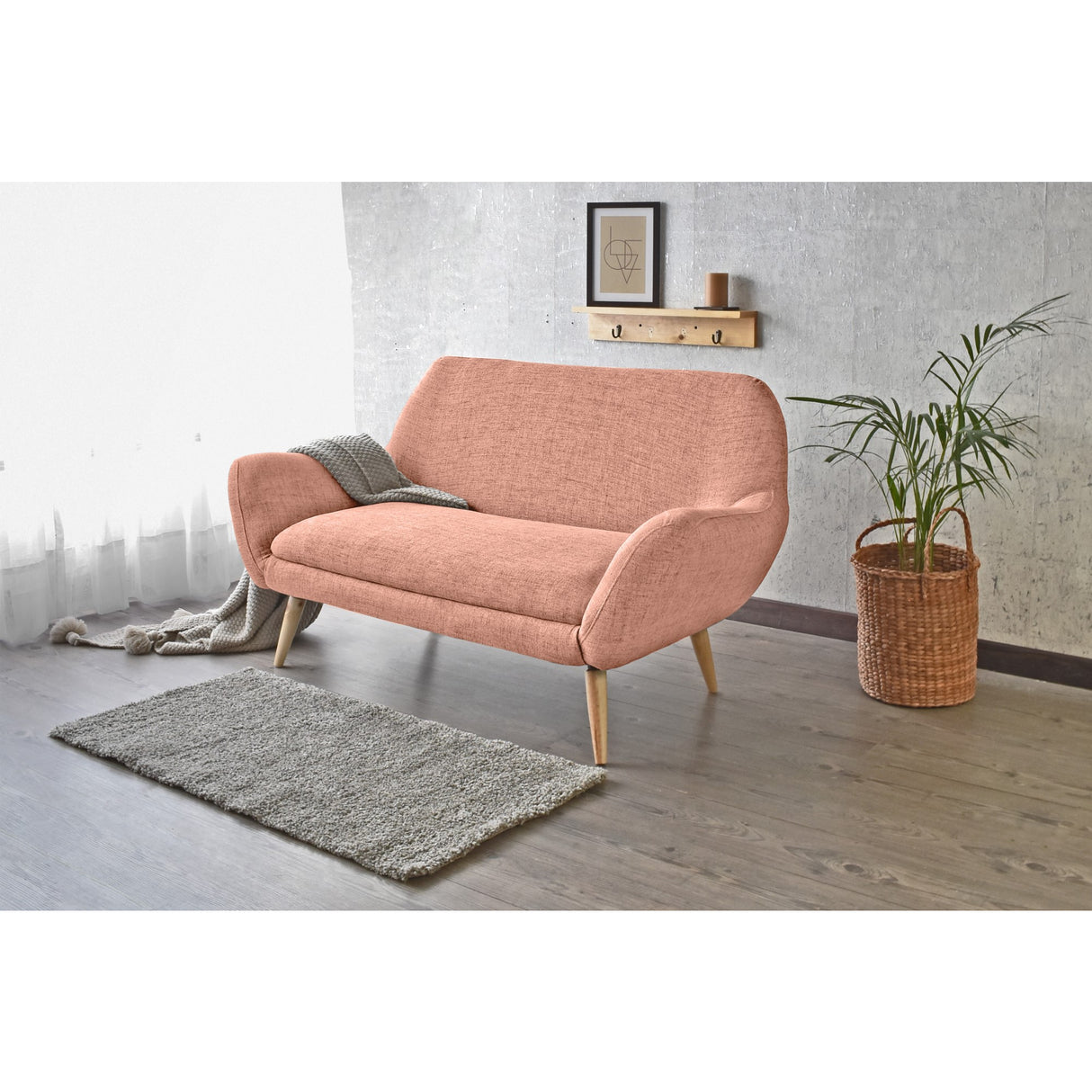 Sofá Cannes Salmón Dicosta y Matiz Natural 136x85cm de Dos Puestos sin Apoya Brazos