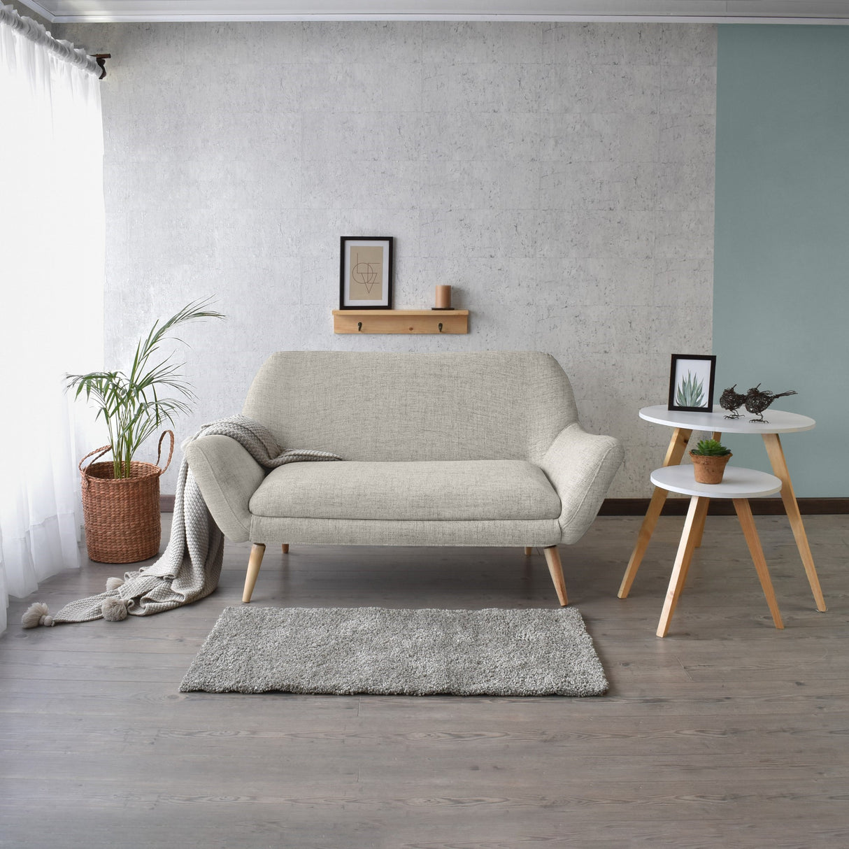 Sofá Cannes Taupe Dicosta y Matiz Natural 136x85cm de Dos Puestos sin Apoya Brazos